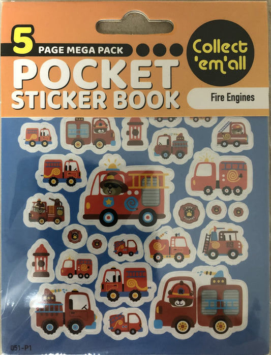 Pocket Sticker Book Fire Engines